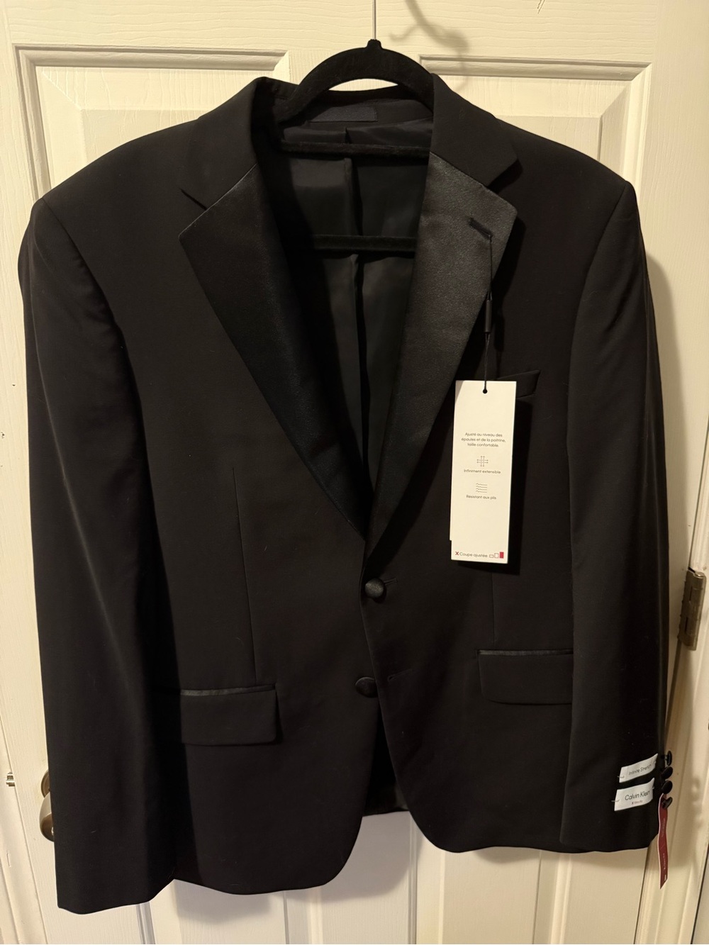 Calvin Klein Black Satin Lapel Tuxedo Jacket